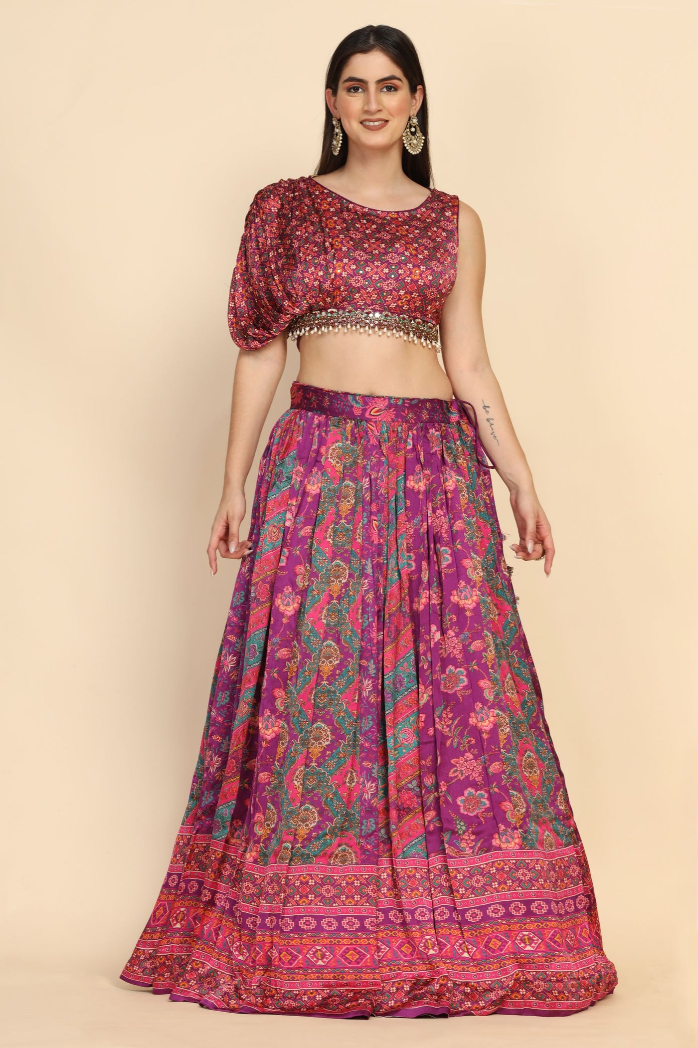 Off White Lehenga Skirt with Black Crop Top for Wedding | Skirt and crop  top indian, Crop top and skirt indian, Floral skirt