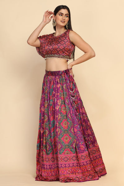 Elegant pink color Lehenga with one side curtain sleeves